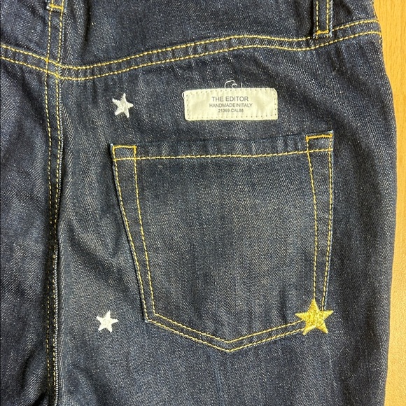 The Editor Star Embroidered Dark Wash Jean size 30 Cotton Lightweight Denim - Picture 9 of 10